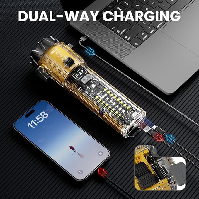 Car Flashlight Emergency Kit, 3000LM Flashlight with Window Breaker & Seatbelt Cutter, Multifunctional Safety Hammer for Vehi