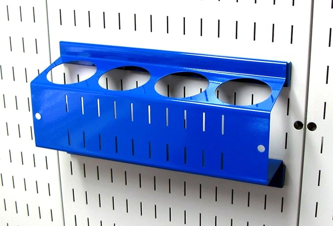 Wall Control Pegboard Spray Can Holder Bracket and Aerosol Can Organizer Pegboard and Slotted Tool Board - Blue