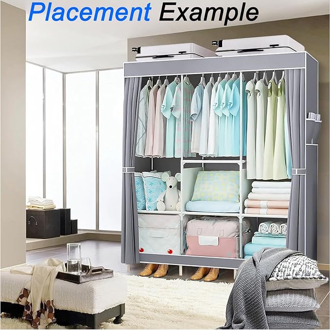 1PC Multifunctional Simple Wardrobe, Fabric Cabinet, organizing Cabinet, Metal Frame, Steel Pipe Reinforcement, Portable and 