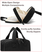 Makeup Bag, Travel Cosmetic bag, Toiletry Bag For Women, Make up Bag With Brush Storage, Hanging Toiletry Bag, Puffy Padded M