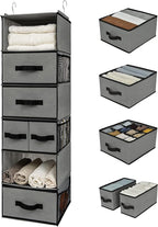 GRANNY SAYS Hanging Closet Organizer 6 Shelves, Closet Organizers and Storage with 5 Drawers, 6 Side Pockets Closet Hanging O
