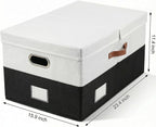 PRANDOM Storage Bins with Lids [3-Pack] Linen Fabric Foldable Storage Boxes Organizer Containers Baskets Cube with Cover for 