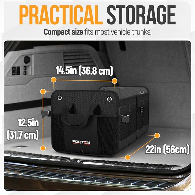 FORTEM Trunk Organizer For SUV Car Organizer and Storage, Multi-Compartment Storage Bag Car Accessories for Women Men, Perfect