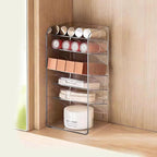 PAVSTINE Medicine Cabinet Organizer with Adjustable Dividers, Clear Vertical Layered Backward Slanting Shelves for Pressed Po