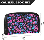 Car Tissue Holder Car Visor Organizer Tissue Box Holder for Car Sun Visor Organizer with Car Vehicle Accessories Essentials Interior for Women Men Pink and Blue Leopard Print