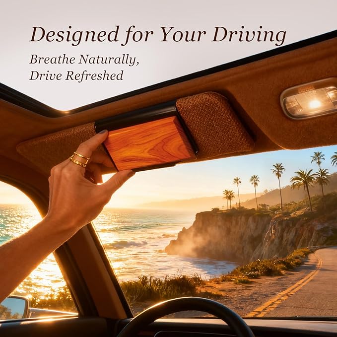 Car Air Freshener - Wooden Air Freshener-Teak Amber Cabana Variety Scent Refill - Long Lasting Natural Car Fresheners - Clip 