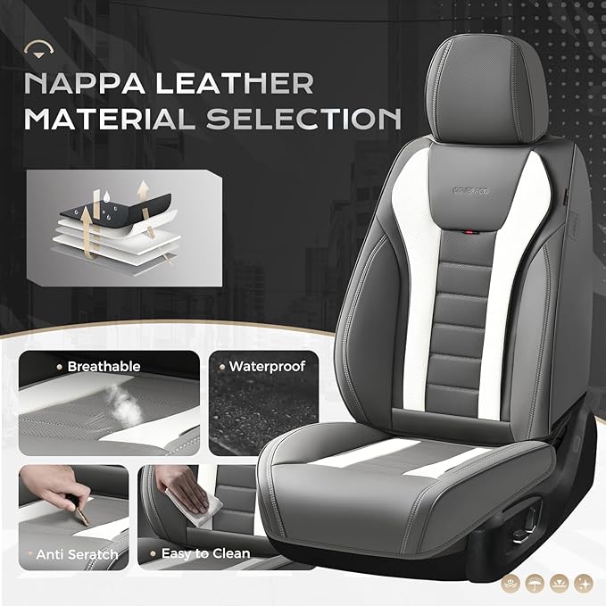 Coverado Car Seat Covers, Front Covers for Cars, Car Seat Cover Front Seats, Automotive Seat Cover, Waterproof, Leather Car S