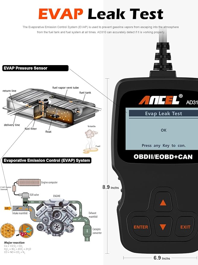 ANCEL AD310 Classic Enhanced Universal OBD II Scanner Car Engine Fault Code Reader CAN Diagnostic Scan Tool, Read and Clear
