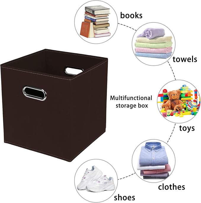 Fabric storage bins Cubes, Fabric Cube Organizer with Handle, Foldable Cube Bins for Cloth or Accessary Storage, 11x11x11, Se