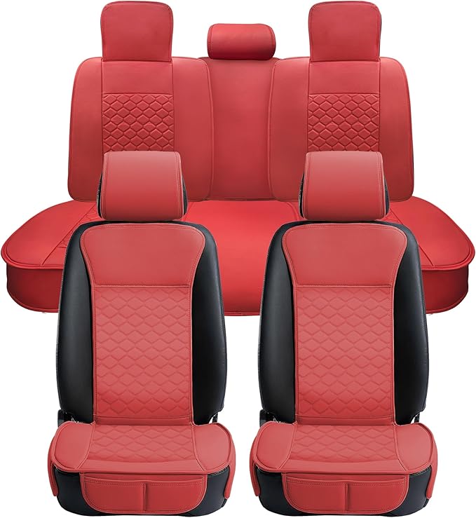 Elantrip Car Seat Cover Full Set Leather Car Seat Protector Universal fit for Most Cars SUVs and Trucks Water Proof Front and