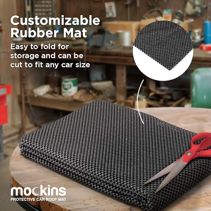 Mockins 39" x 36" Anti Slip Mat for Car Roof Cargo | Durable Soft Roof Rack Pads | Multifunctional Cut to Size Cargo Mat for SUV & Car Roof Liner | No-Scratch & Non-Skid Protective Roof Pad