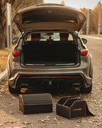 Owleys Rear Cargo Organizer For SUV | Set Of 17.7" & 21.6" Eco-Leather Crates | Foldable Car Storage With Magnetic Lids |