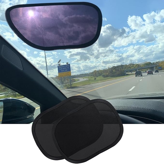 Miniature Static Cling Car Window Shades, Removable Tint for Car Windshield Covers Blocks Sun Glare Patch Sun Screen Car Sun Shade for Side Window Baby, Driver Window Sunshade, Glare Visor 2 Pack