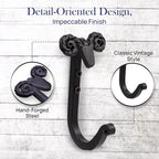 The Metal Magician Sheep Headed Iron Hooks Wall Mount Black Hanger Set of 3 Heavy Duty Towel Holder for Hanging Hats, Coat, K
