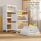 YFXCVSL 4 Tier Plastic Storage Bins with Lid 28QT - Stackable Storage Containers with Wheels, Folding Storage Boxes, Collapsi