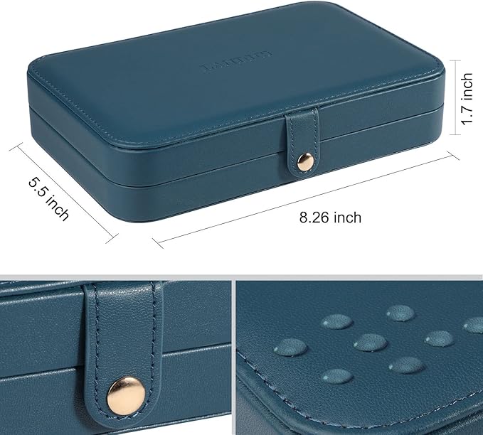 LANDICI Small Jewelry Box for Women Girls, PU Leather Travel Jewelry Organizer Case, Jewellery Storage Holder Display for Rin