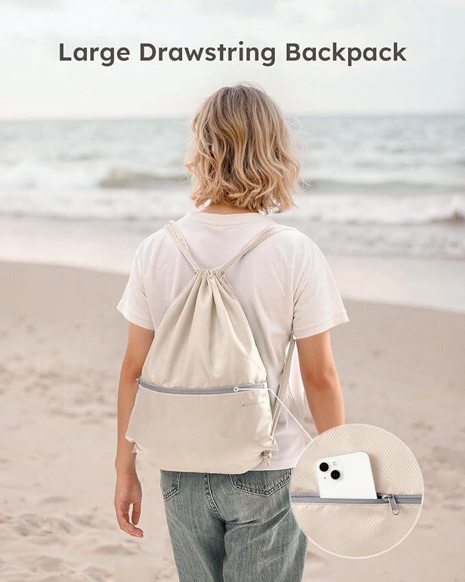 6 Set Compression Packing Cubes for Travel, Bonus Versatile Drawstring Backpack, Lightweight Luggage Organizer Bags, Sturdy T