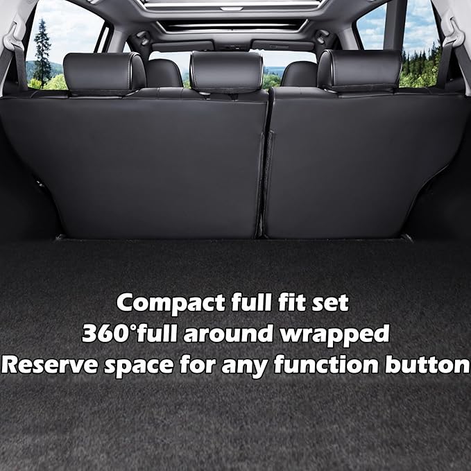 HKZ Fit RAV4 Car Seat Cover Set for 2013 2014 2015 2016 2017 2018 Toyota RAV4 Limited XLE SE Platinum Adventure-Leather(Black