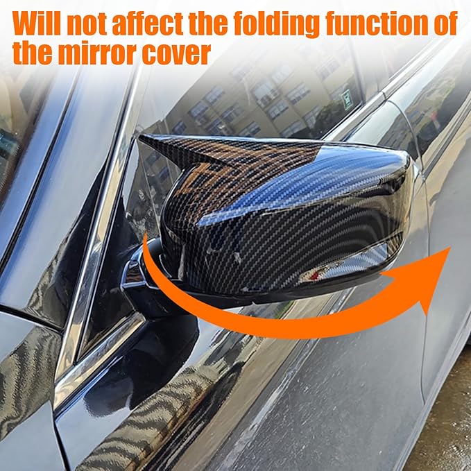 Yumzeco 2PCS Compatible with Honda Accord Ox Horn Side Mirror Covers 8th Gen W/O Stand Cover 2008-2012, Driver and Passenger Side Door Rearview Mirror Caps for Honda Accord W/O Light Hole-Carbon Fiber
