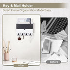 Mail and Key Holder Wall Mount with Storage Drawer – Modern Wooden Mail Organizer for Wall Entryway, 7 Key Hooks & Chalkboard