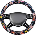 Outlet Pretty Colorful Butterfly Steering Wheel Cover, Universal 14.5-15 Inch Anti-Slip Leather Car Wheel Protector for Women