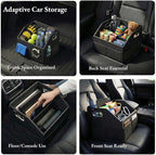 Car Storage Organizer - Compact PU Leather Bin for Trunk, Front Seat, Back Seat & Car Floor
