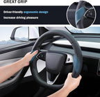 Steering Wheel Cover for Tesla Model 3 Highland(2024-Present)/ Model Y Juniper(2025-Present),Anti-Slip,Comfortable Grip,Breathable,Customized for Tesla Model 3/Y Accessories,Nappa Black