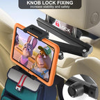 Car Headrest Tablet Holder - [Zinc Alloy Lockable Arm][Foldable Clip] Universal Car Tablet Mount Backseat, Car Accessories for Kids, for iPad Pro, Air, Mini, Galaxy, Fire HD, 4.7-13" Tablets