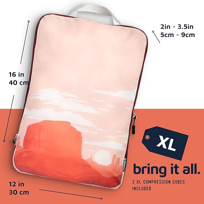 TRIPPED XL Compression Packing Cubes — 7-Piece Set for Checked Luggage | Extra-Large (15.7"×11"×4") + Large + Small + Tube + 