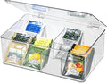 ZEXALOR Clear Tea Bag Organizer, Dresser Organizers Drawer Organzier Storage Container with Removable Dividers, Plastic Stora