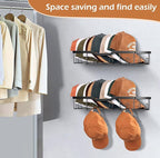 KEETDY Metal Hat Racks for Baseball Caps Wall Hat Organizer Fit 48 Caps Holder, 2 Packs Sturdy Wall Mounted Hat Storage Organ