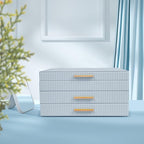 Dajasan Jewelry Box Organizer, 3-Tier Jewelry Storage with 2 Drawers, Large Jewelry Boxes for Women, PU Leather Surface with 