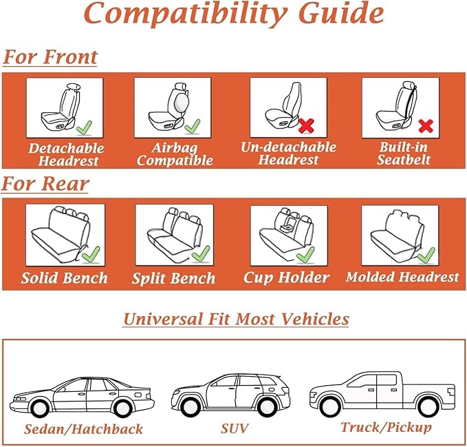 Coverado Seat Covers, Car Seat Covers Front Seats, Car Seat Cover, Car Seat Protector Waterproof, Car Seat Cushion Nappa Leat