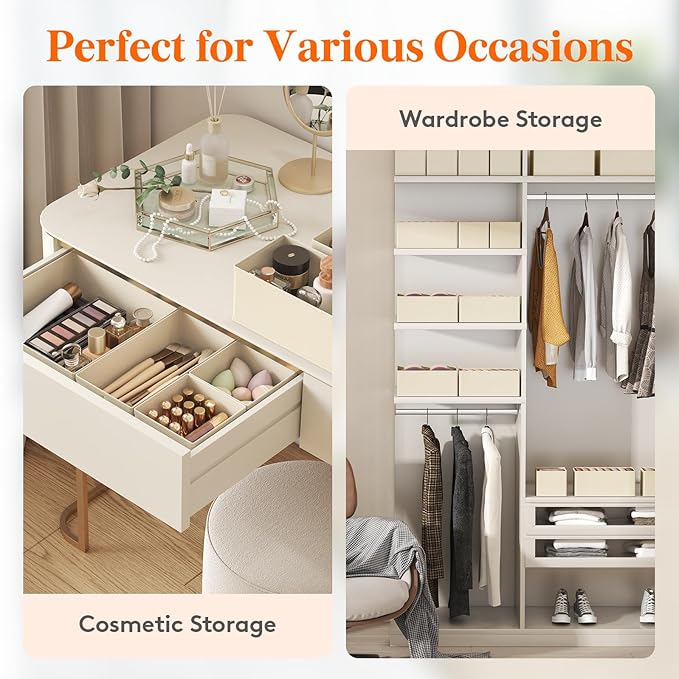 Lifewit 16 Pack Drawer Organizer, Dresser Underwear Drawer Organizer Bins, Foldable Fabric Closet Organizers, Storage Drawer 