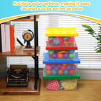 Vicenpal 4 Pack Toy Storage Containers with Lids Brick Shaped Kids Toy Organizer Box Plastic Clear Stackable Bin Chest for Bu