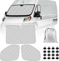 Windshield Sun Shade 3 Set for 2014-2024 Ram ProMaster, Insulated Front Seat Side Sunshade for All Seasons, Blockout UV Reflector Privacy Protection