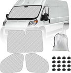 Windshield Sun Shade 3 Set for 2014-2024 Ram ProMaster, Insulated Front Seat Side Sunshade for All Seasons, Blockout UV Reflector Privacy Protection