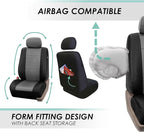 FH Group 3 Row PU Leather 7 Seater Car Seat Covers, Airbag Compatible and Split Bench - Fit Most Car, Truck, SUV, & Van Black