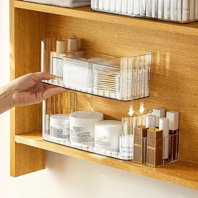 MORNITE 2-Tier Medicine Cabinet Shelves Organizer, Makeup Storage Holder Compartments, Shelf Trays for Bathroom Cabinet Wall,