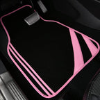 CAR PASS Pink Edge Faux Leather Car Floor Mats Universal Car Carpet Mats with Double Stitch Line Anti-Slip Backing Design, fo