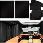 Tallew 5 Pcs Car Window Covers Sun Shades Black Divider Car Curtain Magnetic Privacy Side Sunshade Accessories for Men Adult Auto Camping Sleeping