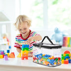 8 Pack Large Clear Storage Bag for Toys with Name Tag, Waterproof Duty PVC Toy Organizer Case for Board Games, Building Block