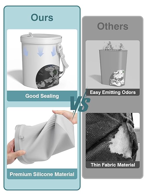 Waterproof Car Garbage Can, 1.9 Gallon Soft Silicone Hanging Trash Can for Car with Lid, Easy to Clean Multi-Purpose Automotive Garbage Bin