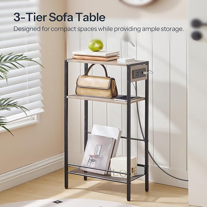HOOBRO Floating Shelves and Console Table Bundle, Wall Mounted Shelf Set of 2, 15.7" Narrow Entryway Table with Charging Stat