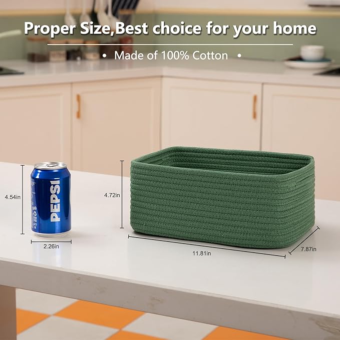 OIASKET 4 Pack Small Storage Shelf Baskets for Organizing, Mini Woven Rope Storage Bins for Towels, Cute Decorative Closet Or