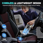 Handheld Vacuum Cordless, 15000PA Strong Suction Hand Held Car Vacuum Cleaner Portable with Multi-Nozzles & Washable Filter, 