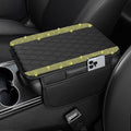 NBTEPEM Bling Car Center Console Cover, Leather Car Arm Rest Cover Cushion with 2 Storage Bags, Universal Auto Armrest Protector Storage Box, Bling Accessories Interior for Most Vehicles (Yellow)