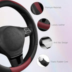 Road Comforts Steering Wheel Cover, Breathable Anti-Slip Leather Steering Wheel Cover, Universal Fit 14.5–15 Inch, Comfortabl