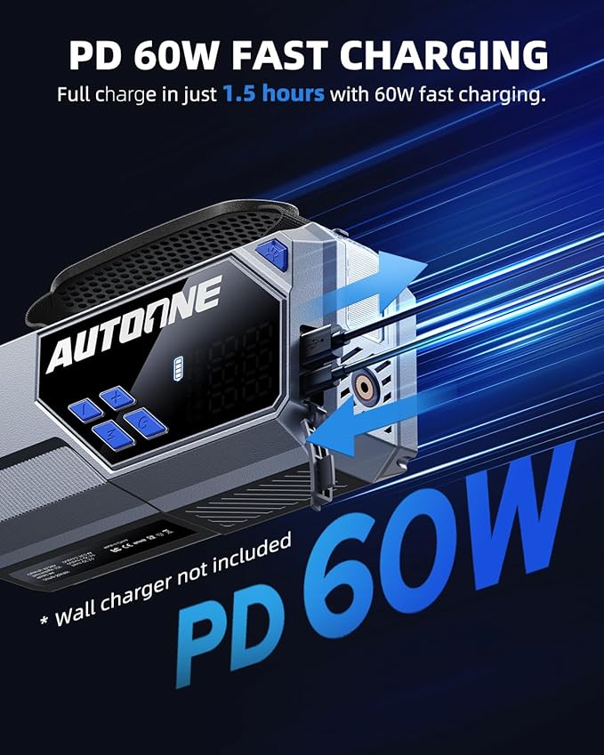 AUTOONE 10000A Jump Starter with Air Compressor, 24000mAh Jump Box with Tire Inflator (All Gas & Diesel) Portable Car