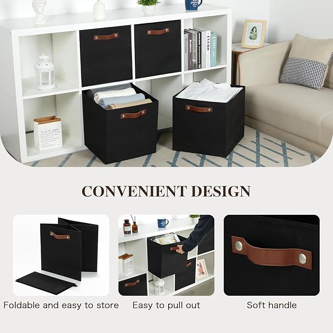 Temary Cube Storage Bins 4Pack Foldable Storage Baskets for Clothes Shelf Basket with Handles, Fabric Storage Boxes Organizer